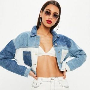 Patchwork Cropped Denim Jacket